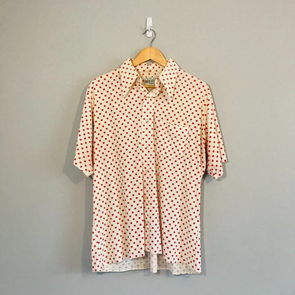 Vintage Red Polka Dot Button Down Shirt